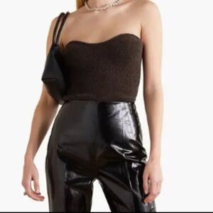 NANUSHKA Meo Strapless Merino Wool Blend Boucle Top in Brown Col NWT Size L